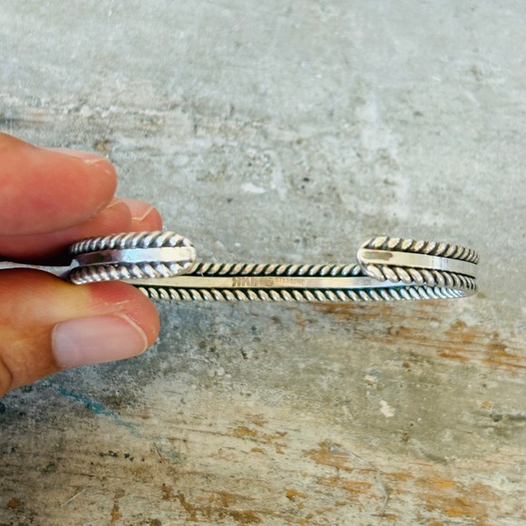 SOLD ♥️ Navajo ♥️ James King Sterling Silver & Turquoise Stacker Cuff - Picture 7 of 13